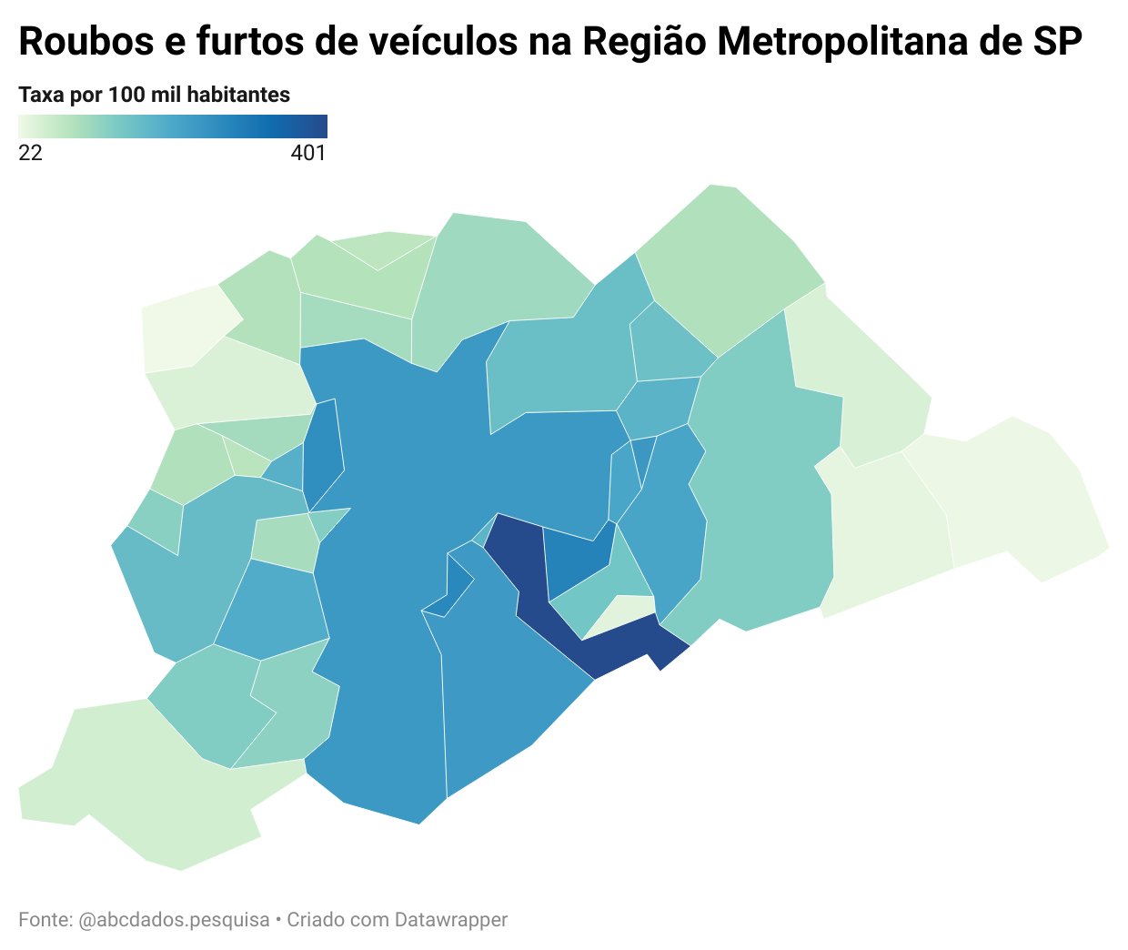 Roubos e furtos de veículos na Região Metropolitana de SP